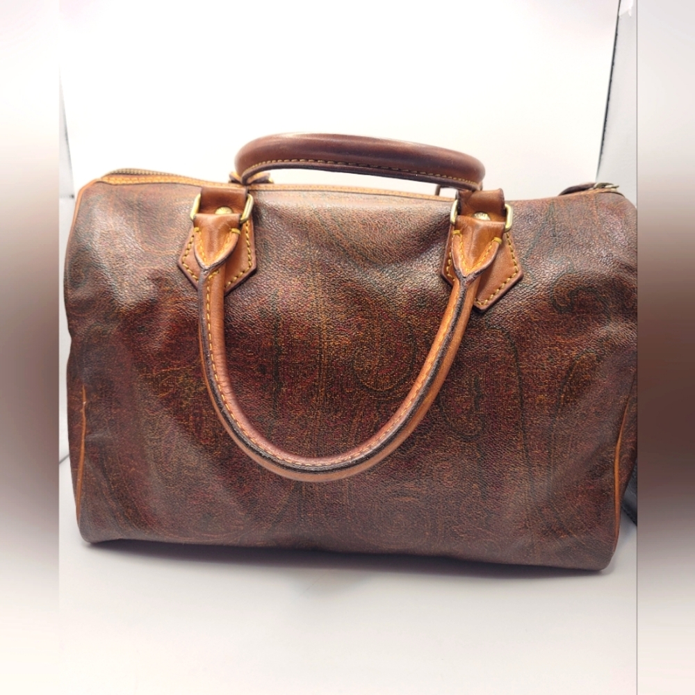 ETRO Milano Paisley Boston PVC Leather Satchel Handbag - Picture 1 of 4
